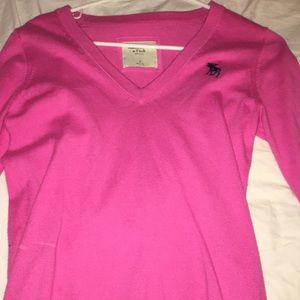 Pink Abercrombie & Fitch v-neck sweater